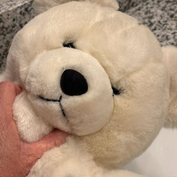BEGGING BEAR American Wego White Teddy Bear 17" Plush Vintage 80's #8519 *READ* - Picture 4 of 11